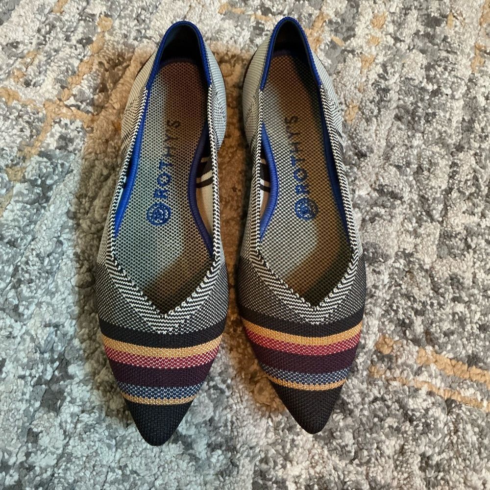 Rothy's Inverse Striped Knit Pointed Toe Flats Size 8.5 EUC Career OfficeChic